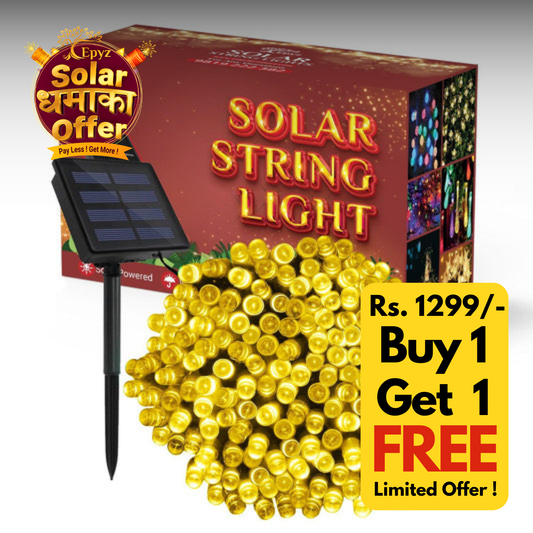 100 LED Solar Yellow String Light( Buy 1 Get 1 Free ! )
