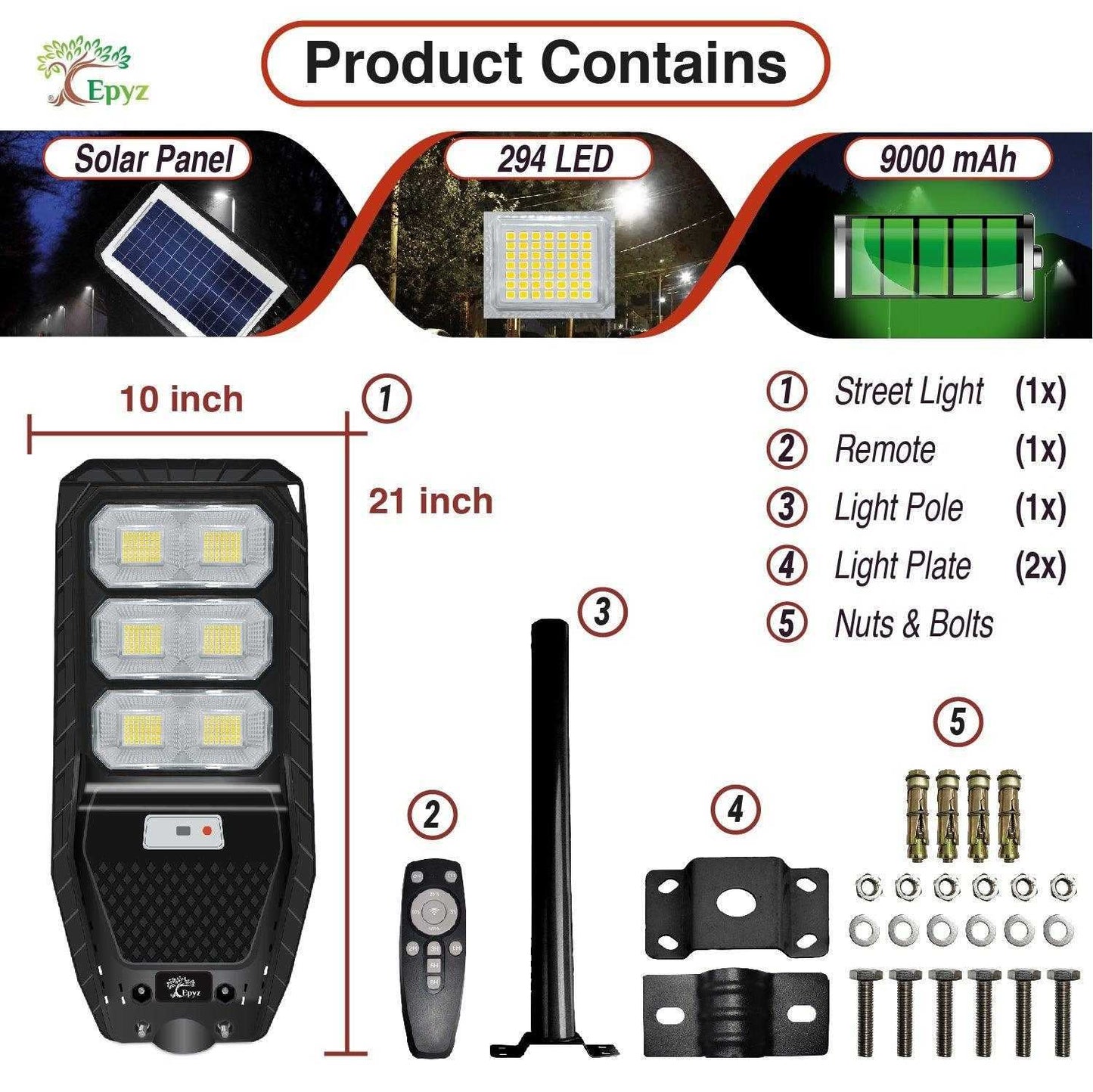 100Watt Solar Hexagon Street White Light for Garden