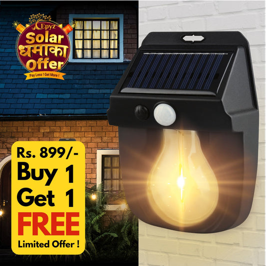Solar Wall Motion Sensor Half Bulb Light (Buy 1 Get 1 Free)
