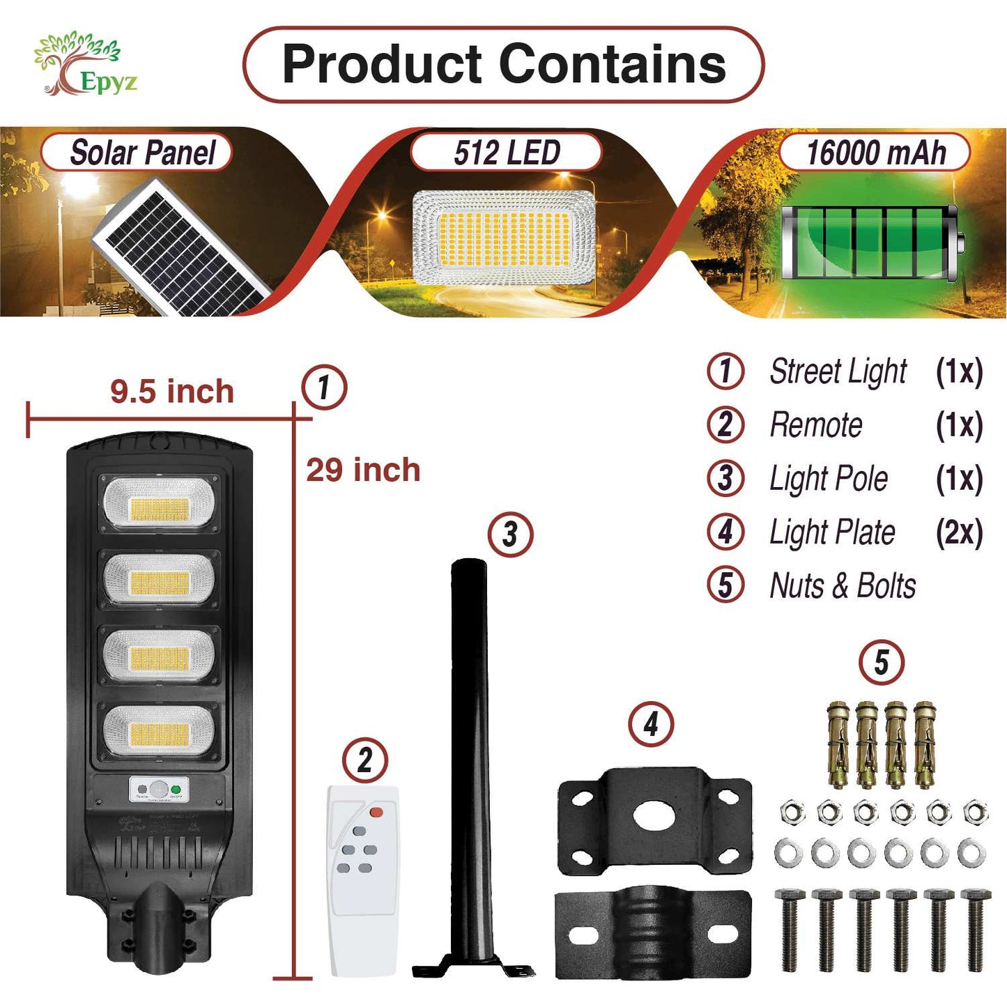 120 Watt Solar Street Warm Lights (With Pole)