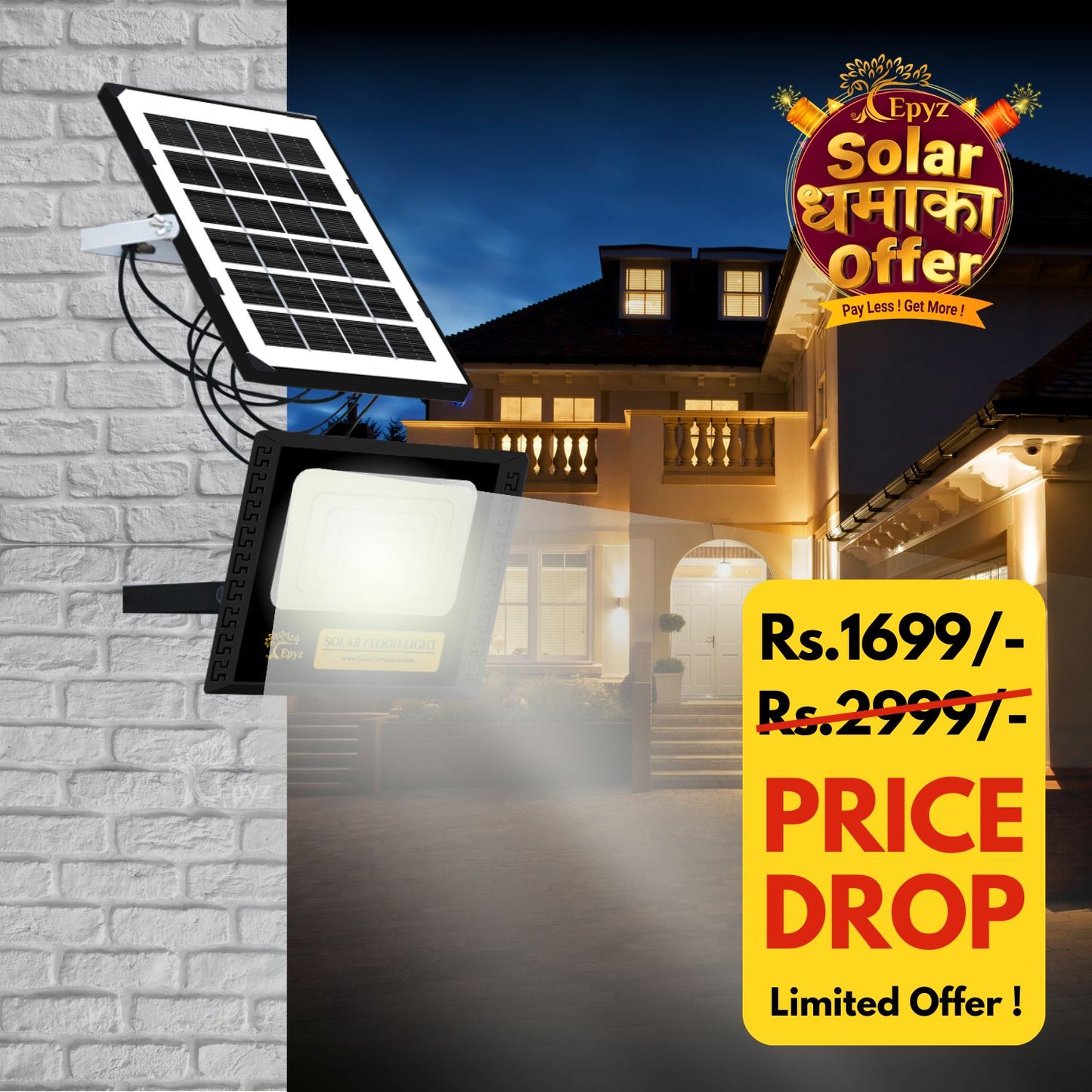 30 Watt Outdoor Solar Flood Light for Home
