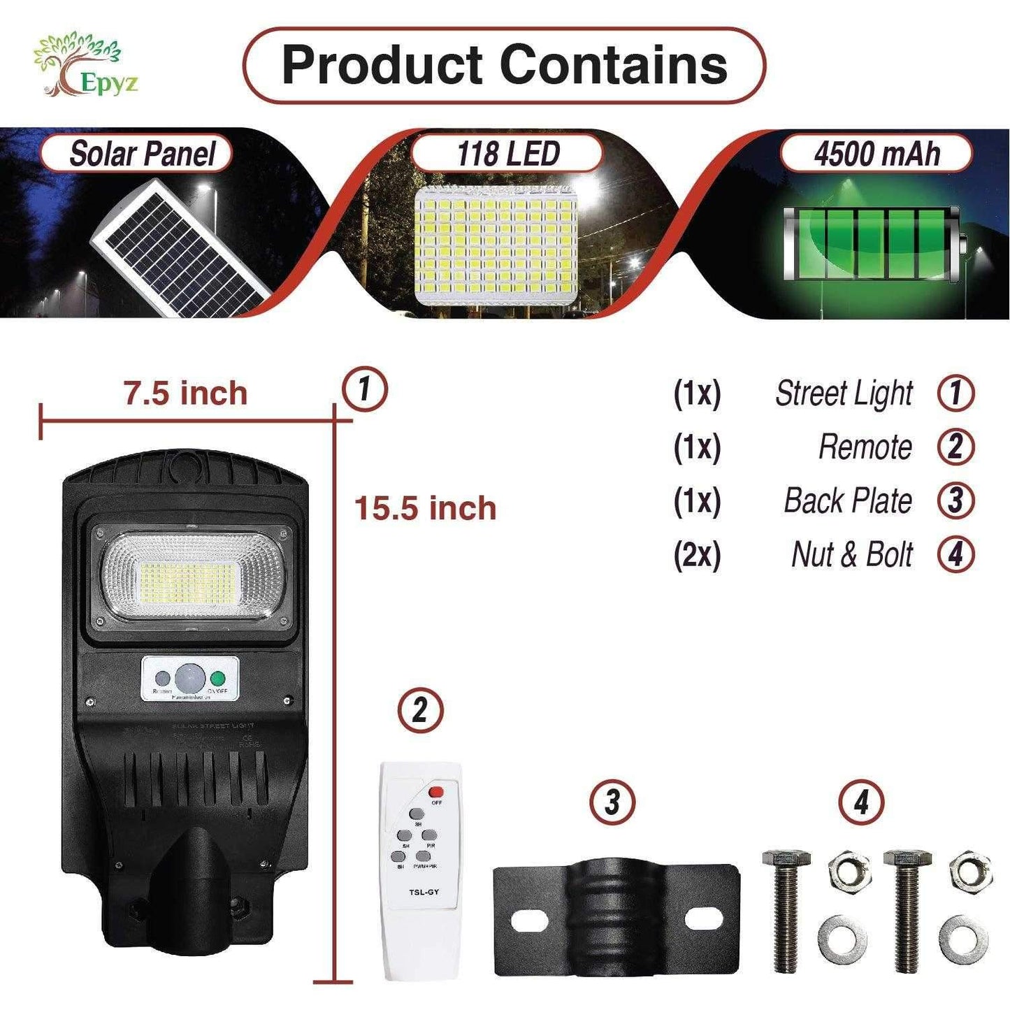30 Watt Solar Street White Light (Without Pole)