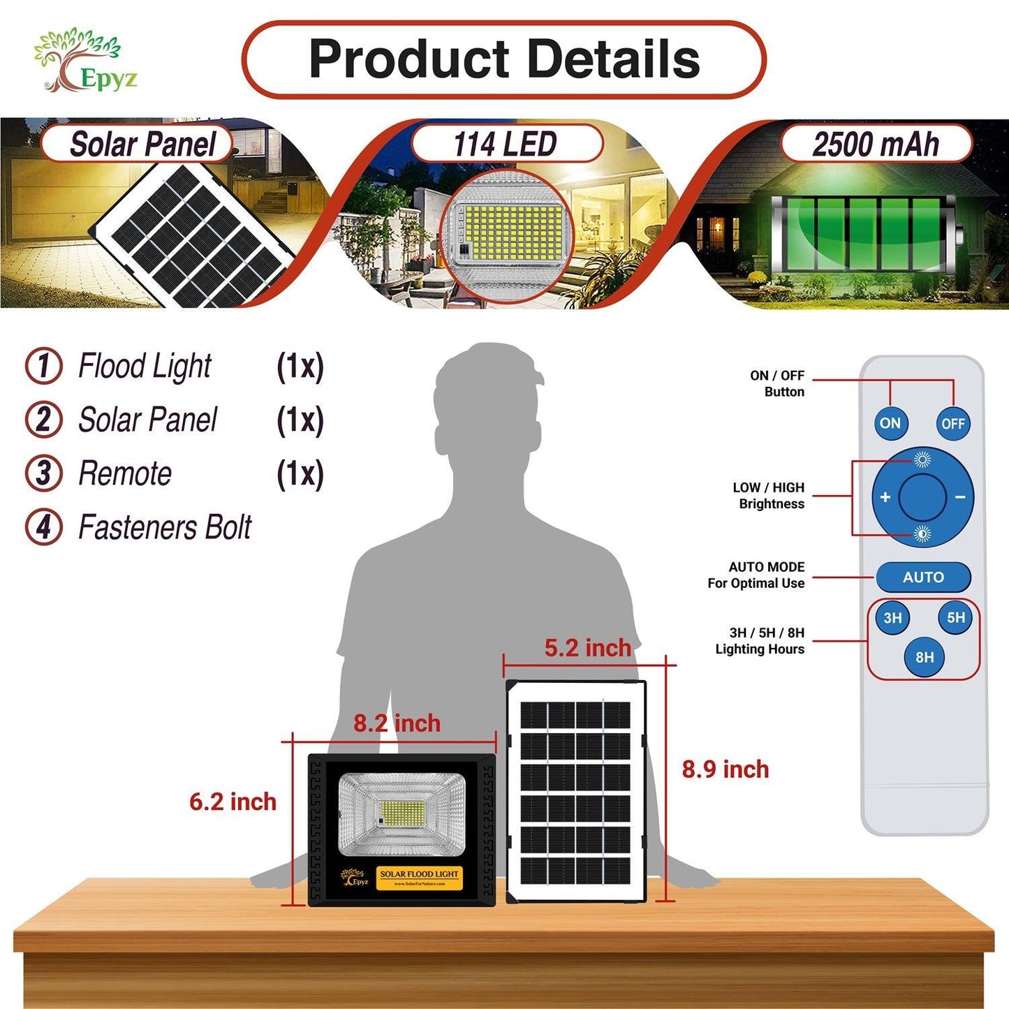 Solar 30Watt Warm Flood Light