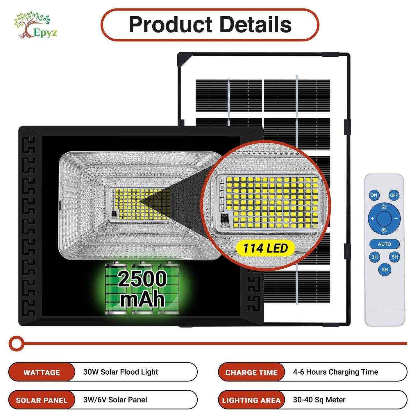 30 Watt Outdoor Solar Flood Light for Home