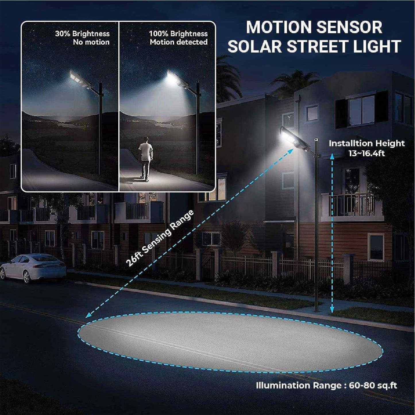 30 Watt Grey Solar Street White Lights (With Pole)