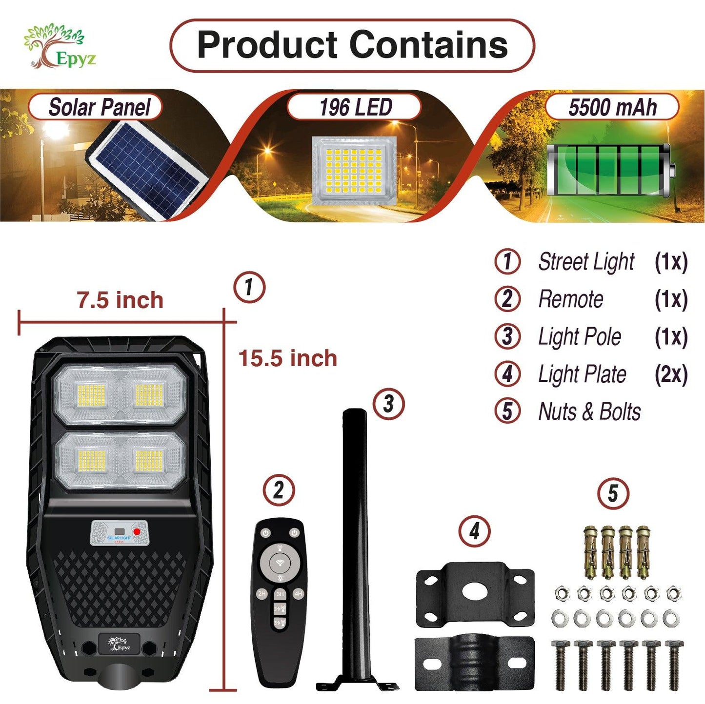 50 Watt Solar Street Warm Light (With Pole)