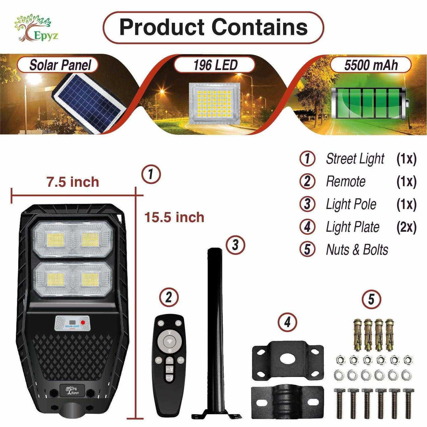 50 Watt Solar Street Warm Light (With Pole)
