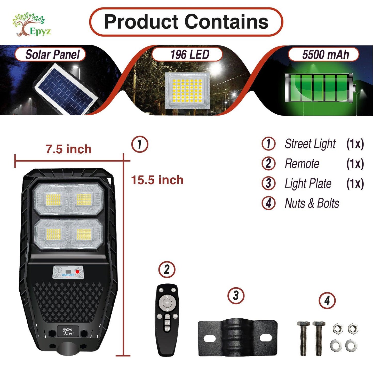 50 Watt Solar Street White Light (Without Pole)