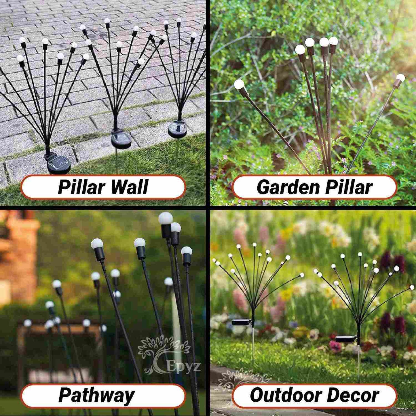 6 LED Solar Firefly Yellow Lights (Buy 1 Get 1 Free)