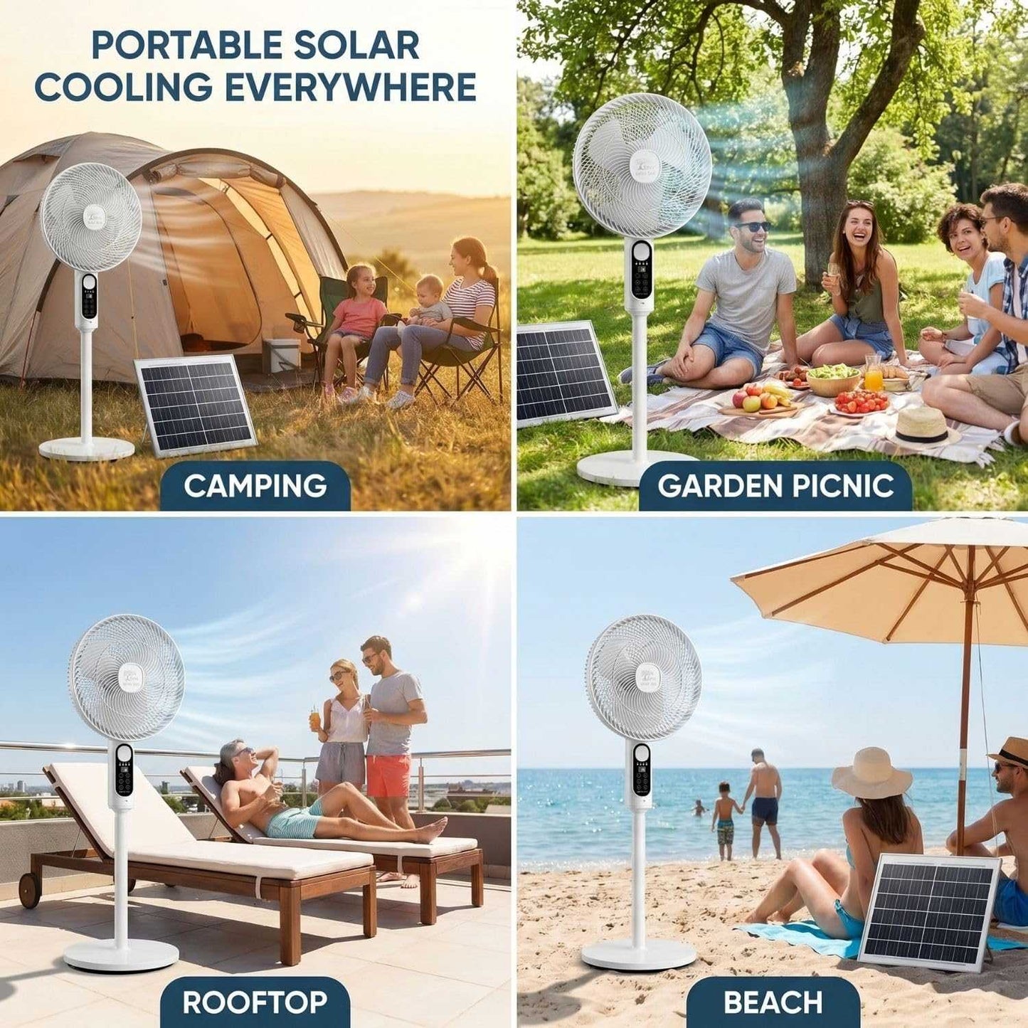 SOLAR POWERED AIR CIRCULATOR FAN WITH 360° ADJUSTABLE TABLE & PEDESTAL FAN