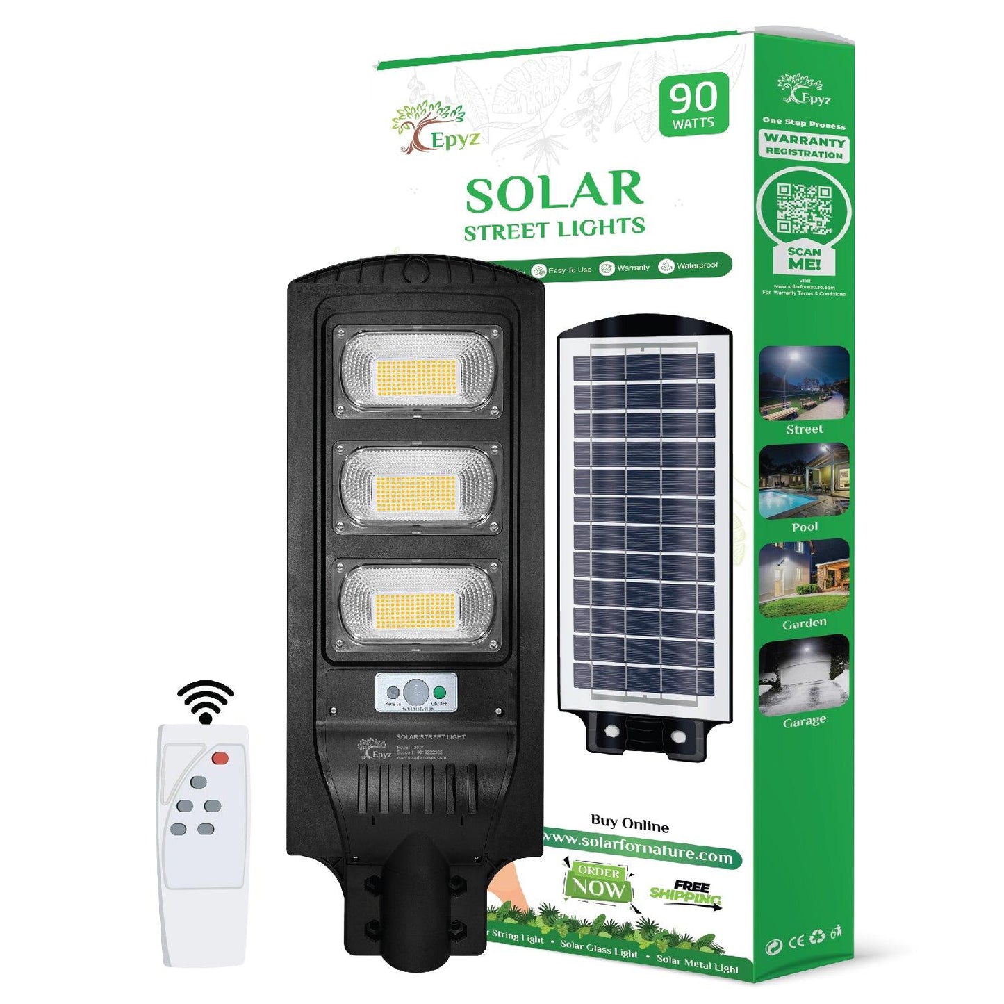 90 Watt Solar Street Lights (Warm Light)
