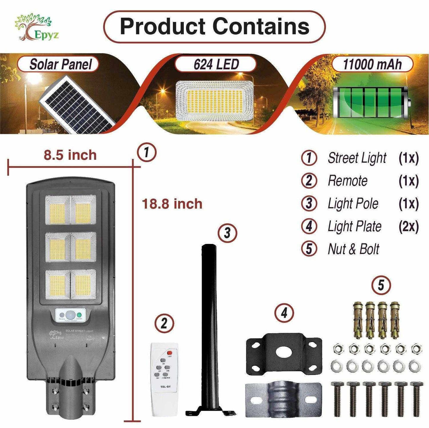 30 Watt Solar Street Warm Lights (With Pole)