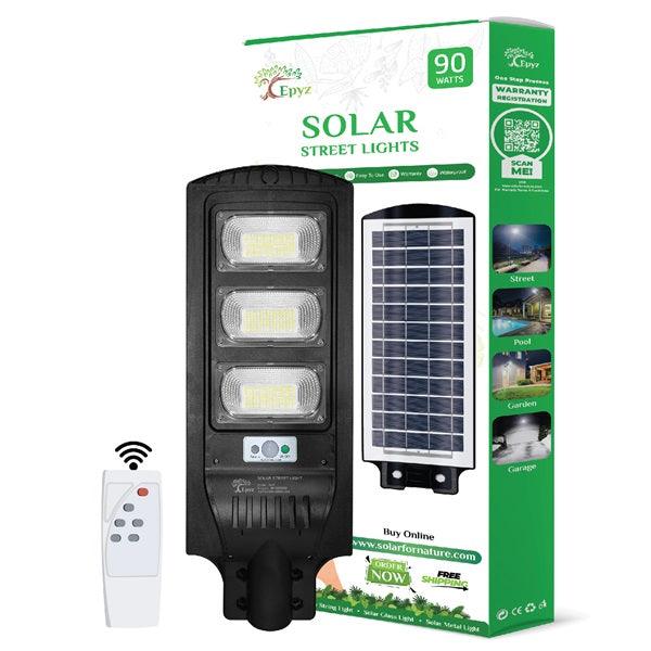 90 Watt Black Solar Street Light (White Light)