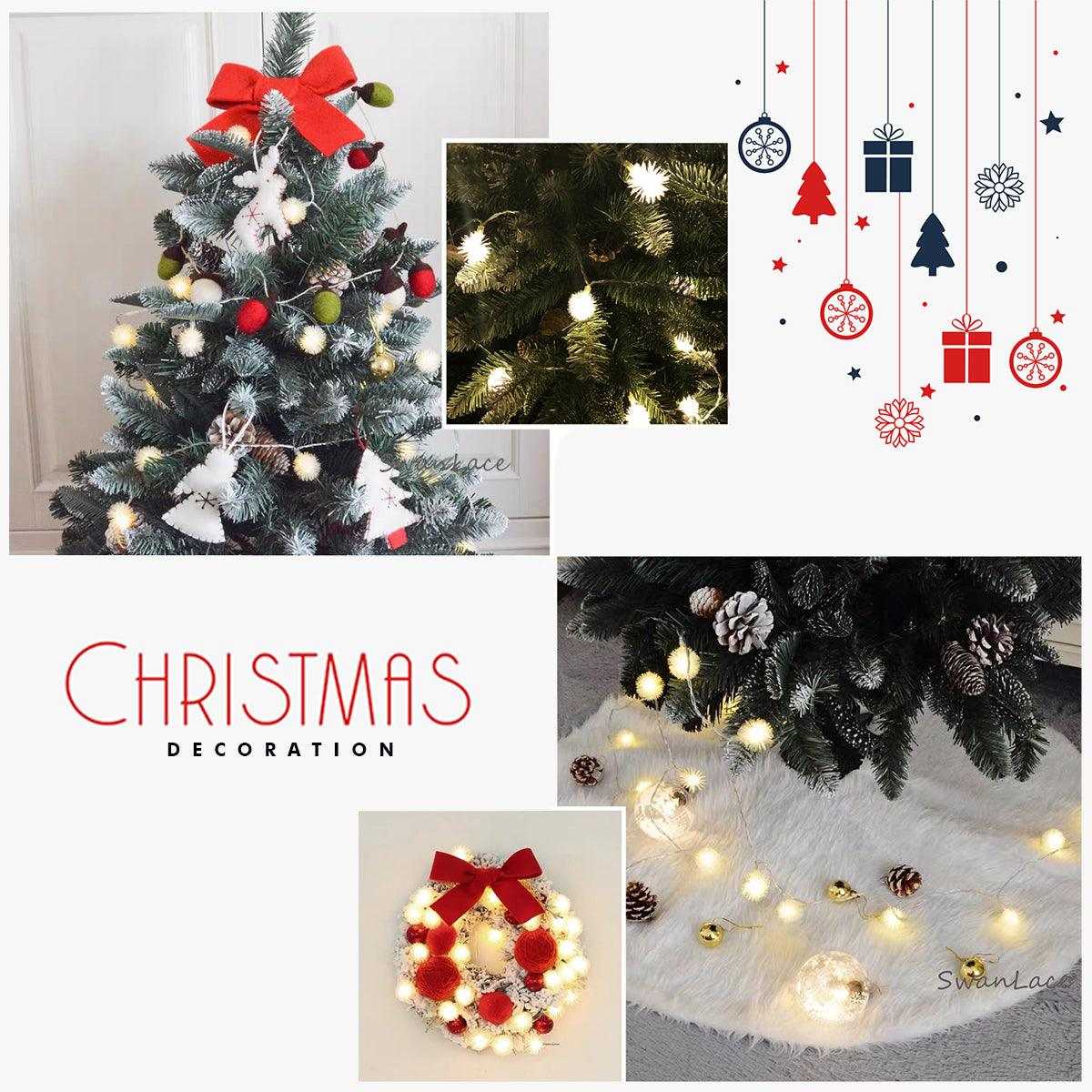 30 LED Solar Snow Ball String Light (Warm Light)( Buy 1 Get 1 Free ! )