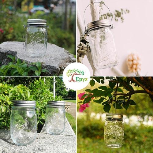 Hanging Jar Lights | Solar Glass Jar Multicolour Light