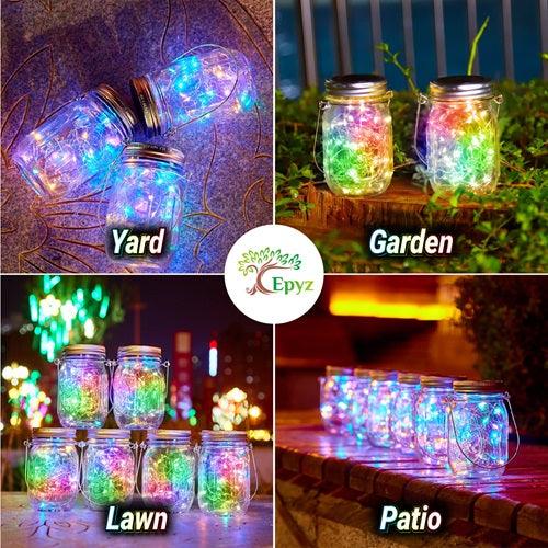 Hanging Jar Lights | Solar Glass Jar Multicolour Light
