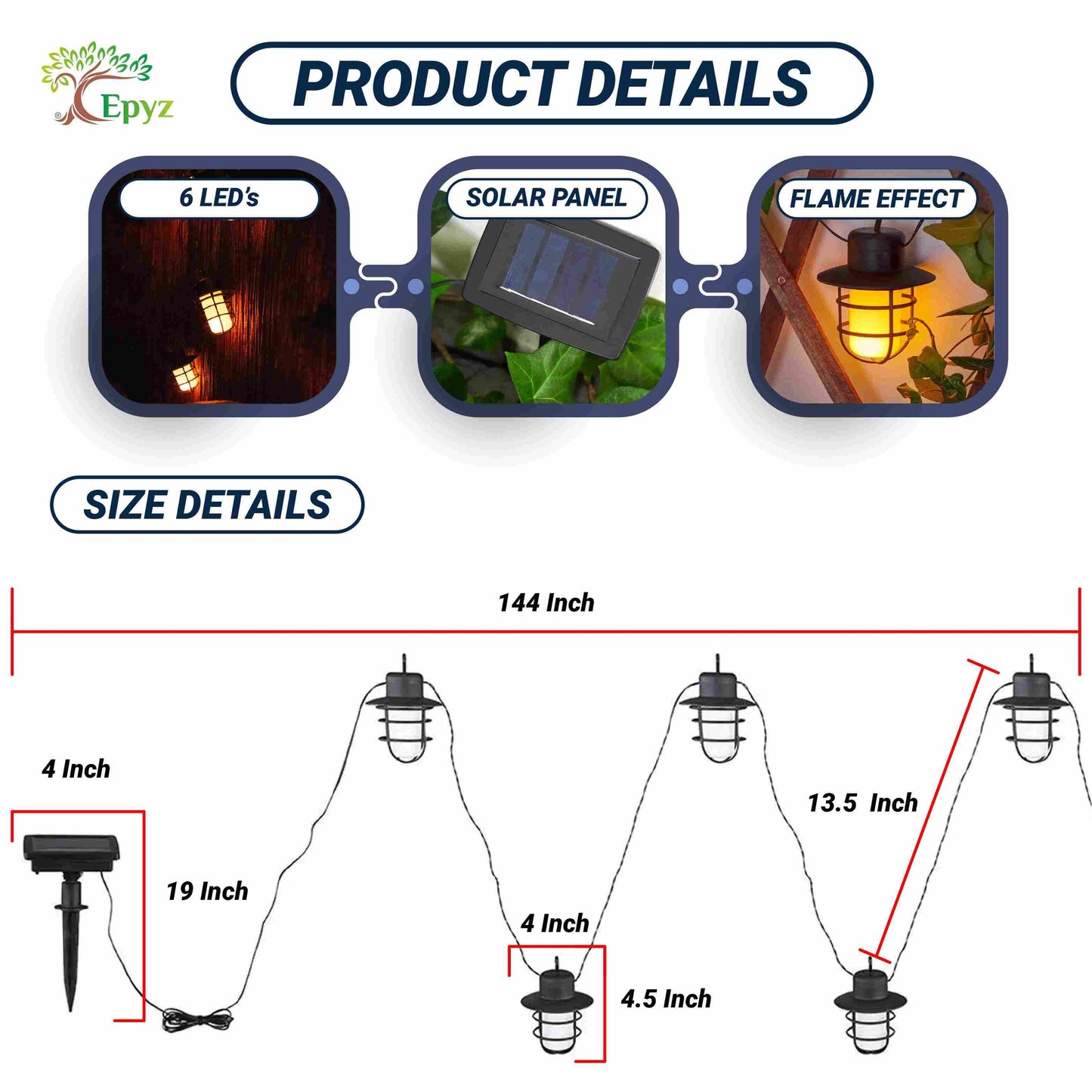 Solar String Flickering Hanging Lights Warm Yellow( Buy 1 Get 1 Free ! )