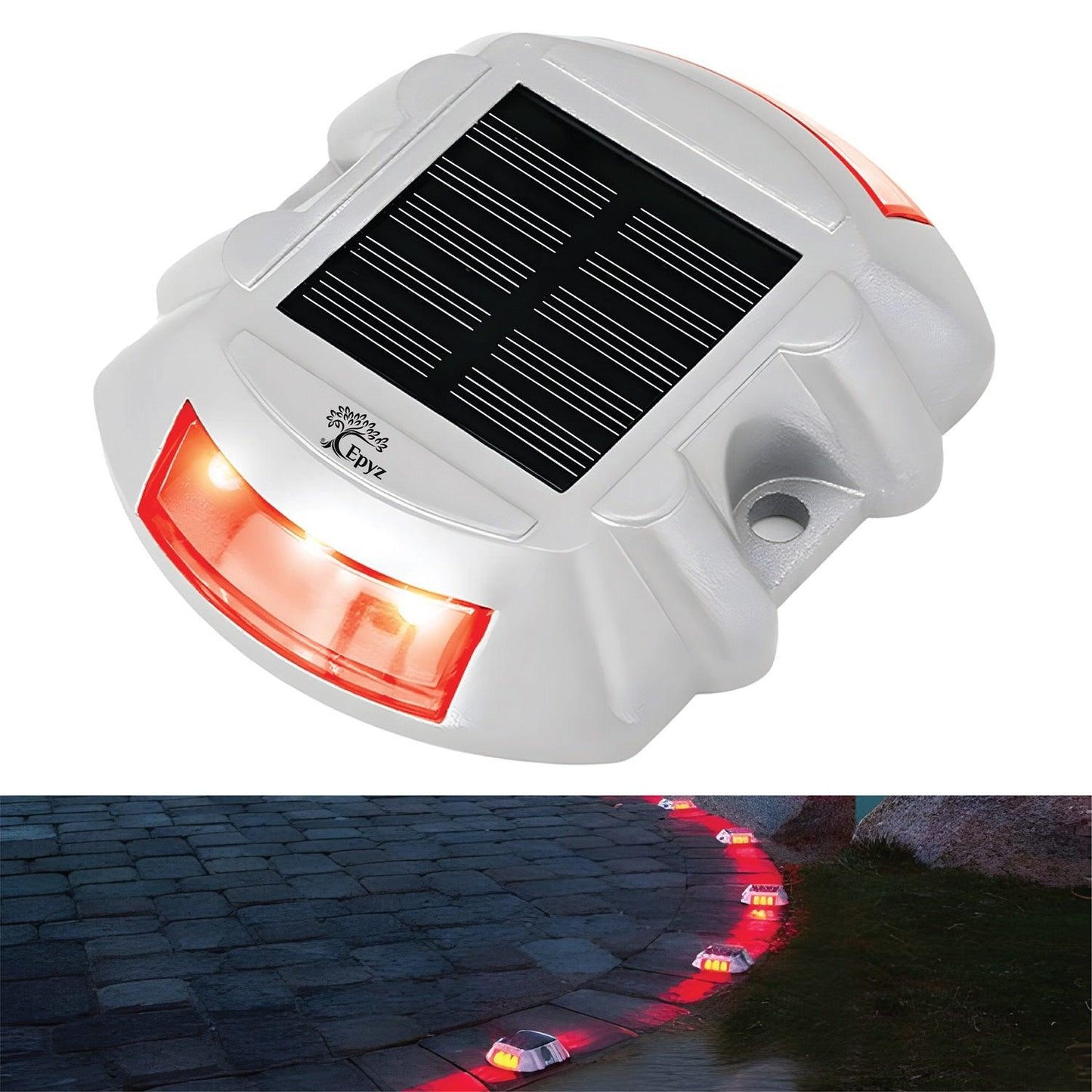 Solar Road Stud Round Red Light (Pack of 2)