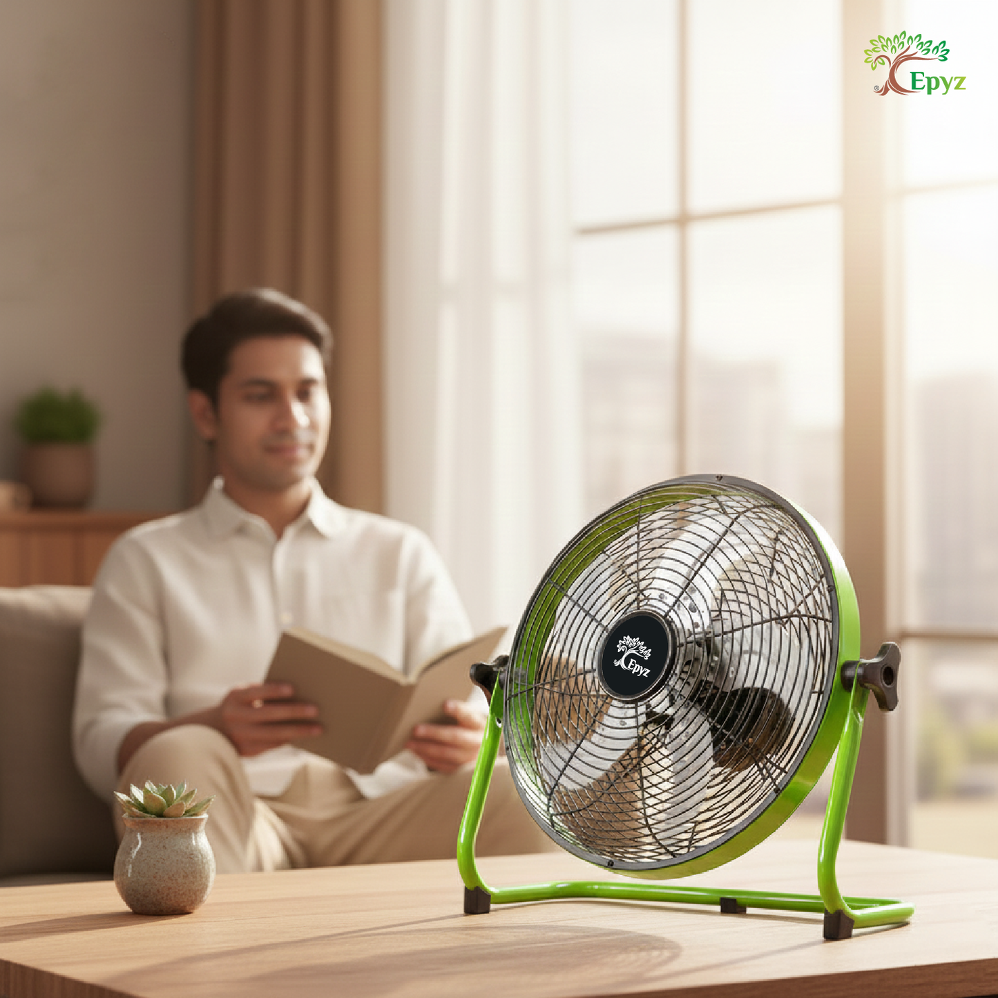 SOLAR POWERED PORTABLE & RECHARGEABLE FAN - 14 INCH ALUMINIUM BODY (TABLE FAN )