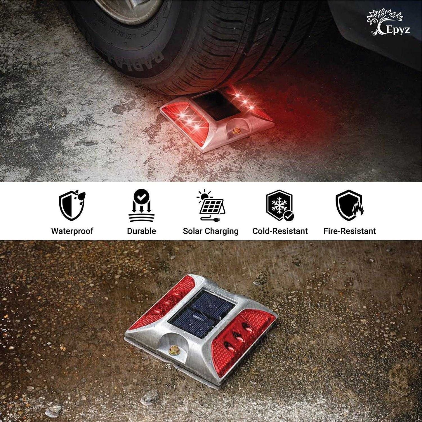 Solar Road Stud Red Light (Pack of 2)