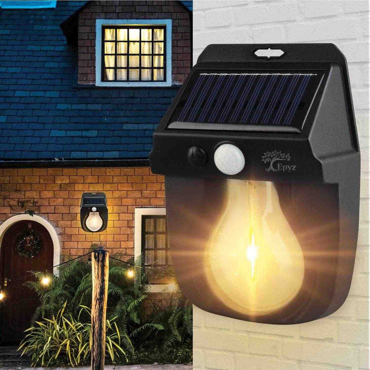 Solar Wall Motion Sensor Half Bulb Light (Buy 1 Get 1 Free)