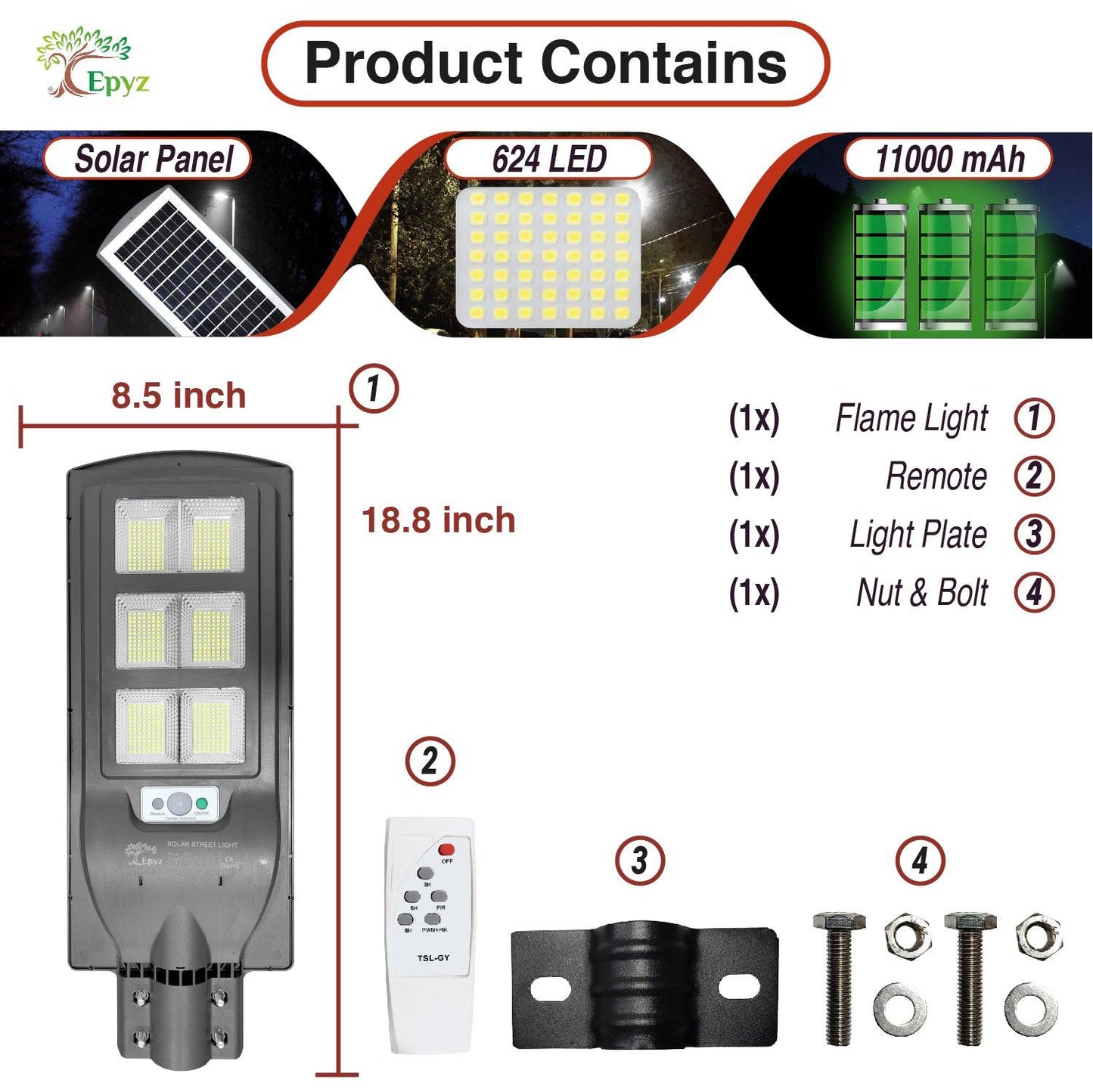 90 Watt Grey Solar White Light (Without Pole)