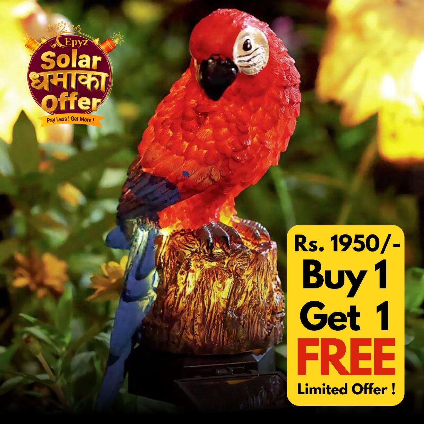 Epyz Solar Garden Light Parrot (Buy 1 Get 1 Free)