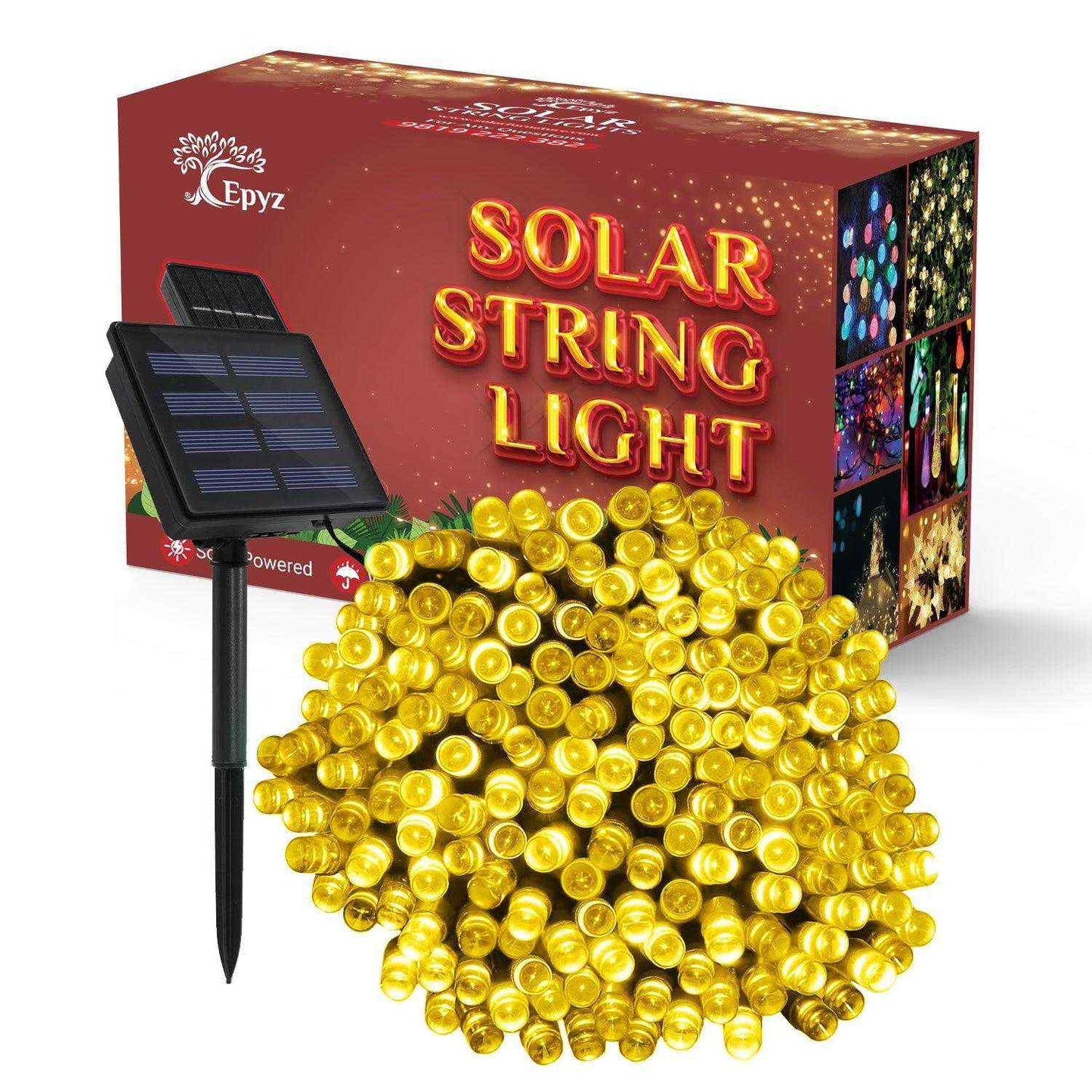 100 LED Solar Yellow String Light( Buy 1 Get 1 Free ! )