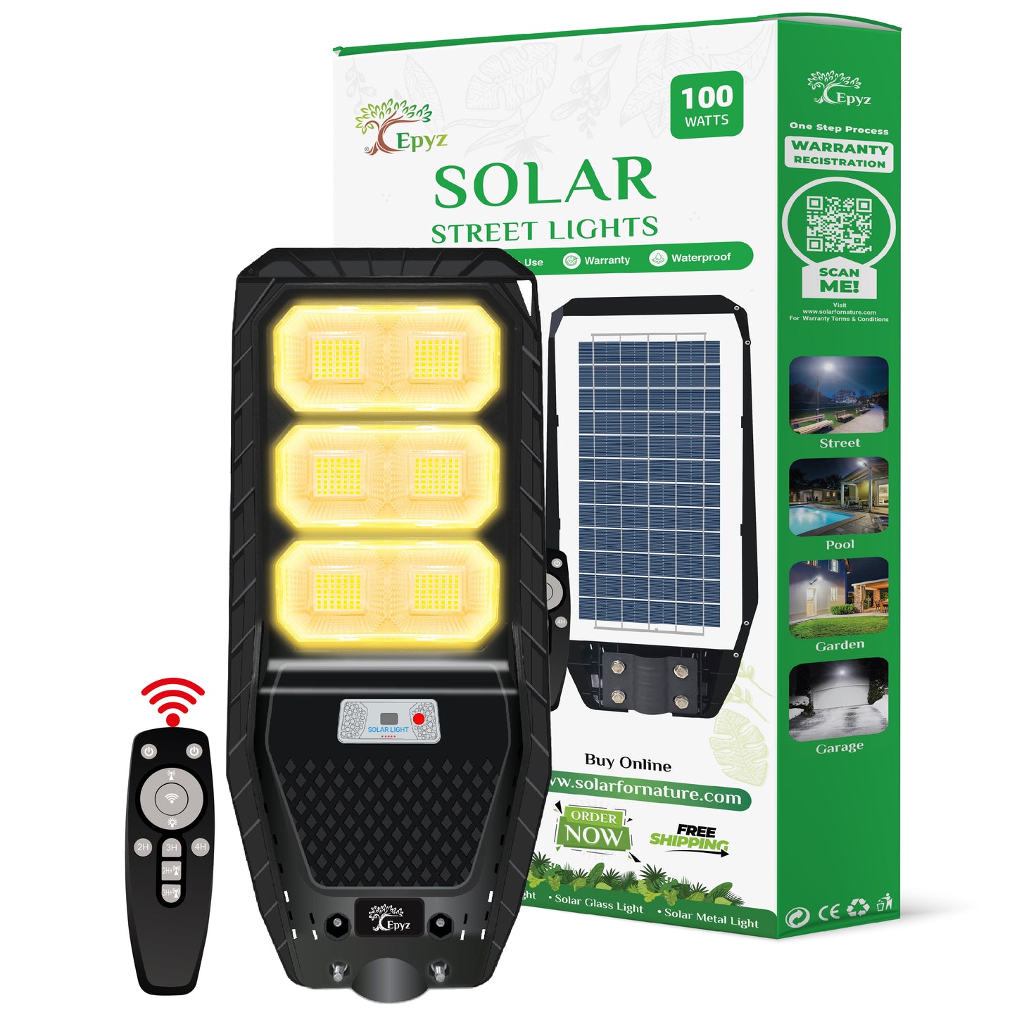 100 Watt Solar Street Warm Light (Without Pole)
