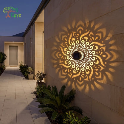 SOLAR MANDALA FENCE LIGHT OUTDOOR USE, WARM YELLOW