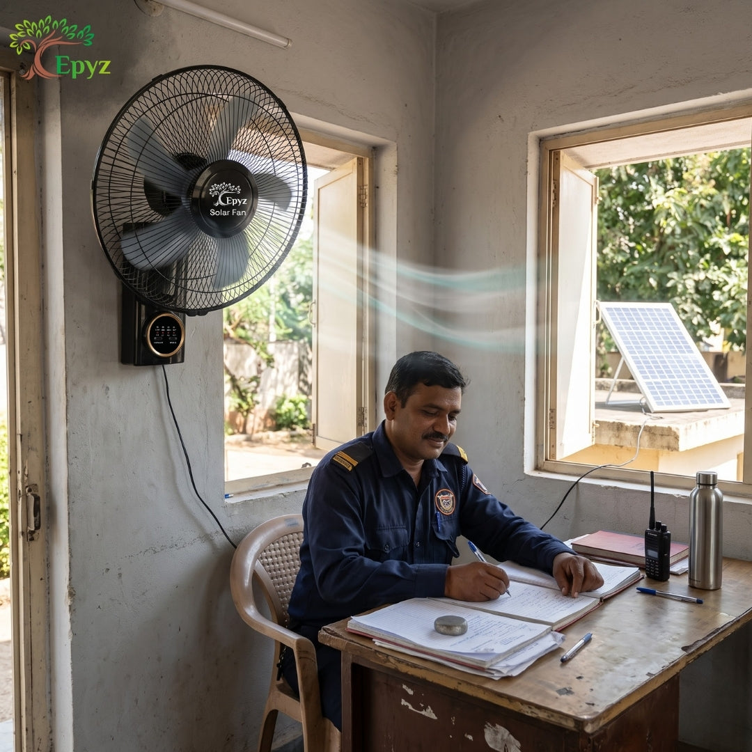 SOLAR PORTABLE & ADJUSTABLE BLACK WALL FAN - FS298