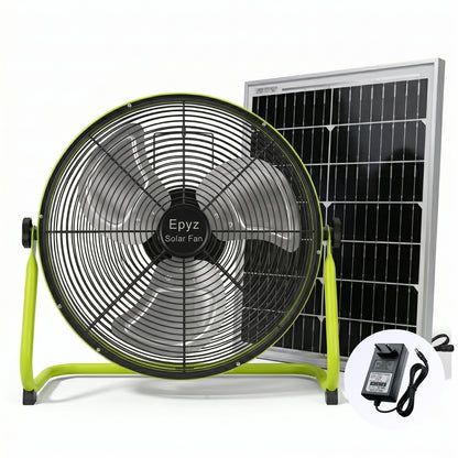 SOLAR POWERED PORTABLE  & RECHARGEABLE FAN - 14 INCH ALUMINIUM BODY (TABLE FAN )