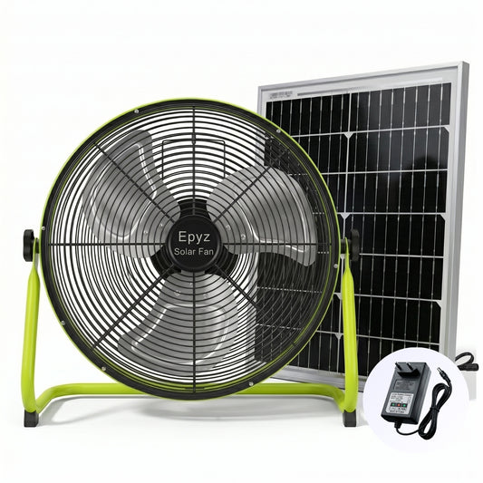 SOLAR POWERED PORTABLE  & RECHARGEABLE FAN - 14 INCH ALUMINIUM BODY (TABLE FAN )