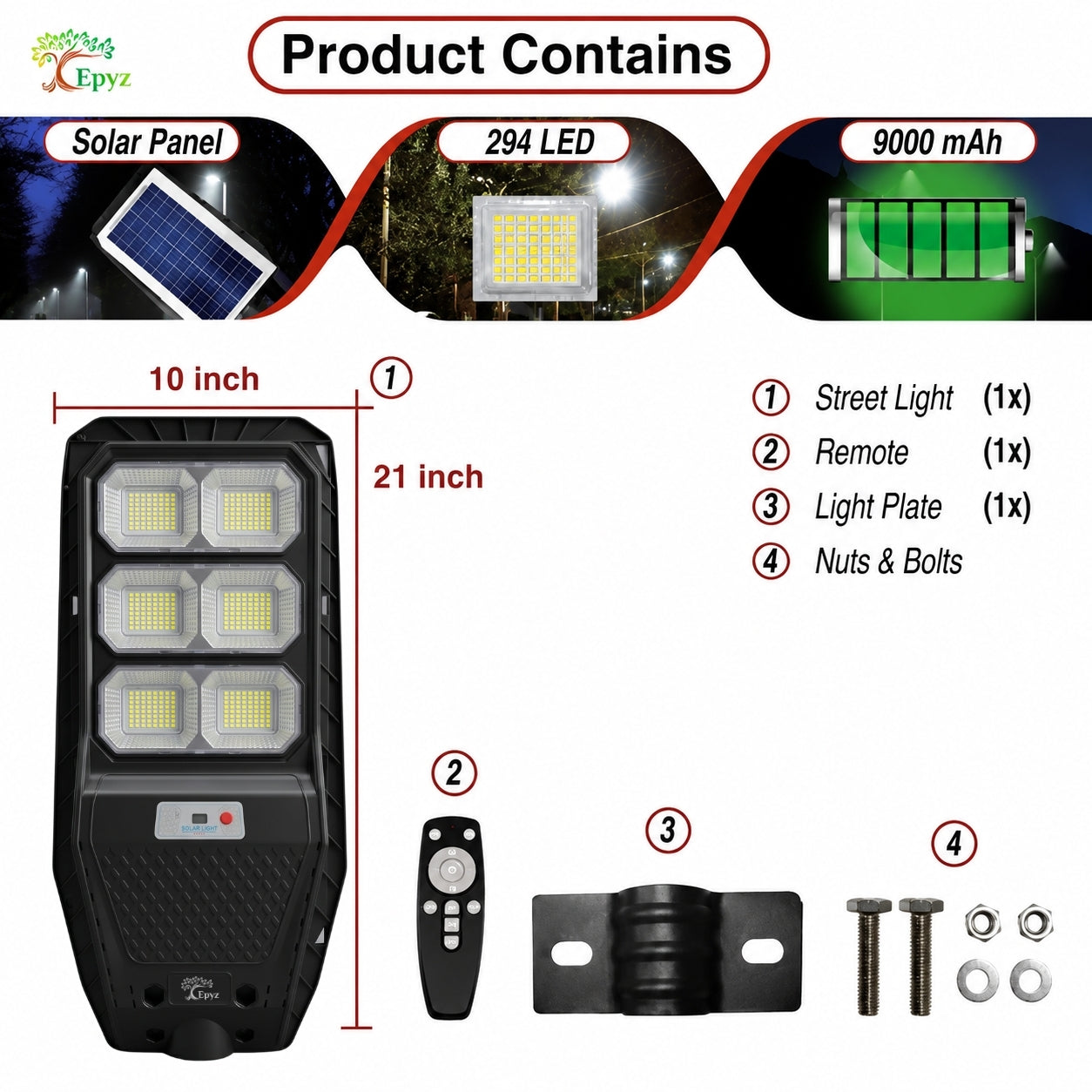 100 Watt Solar Street Light Without Pole (White Light)
