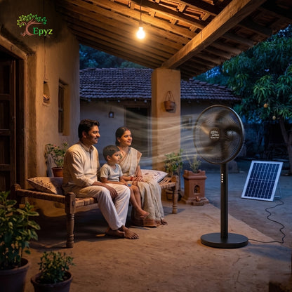 SOLAR BLACK PORTABLE PEDESTAL FAN - FS928