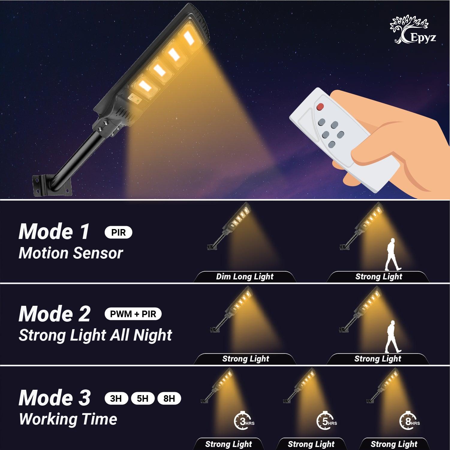 120 Watt Solar Street Lights for Outdoor With Motion Sensor - Epyz