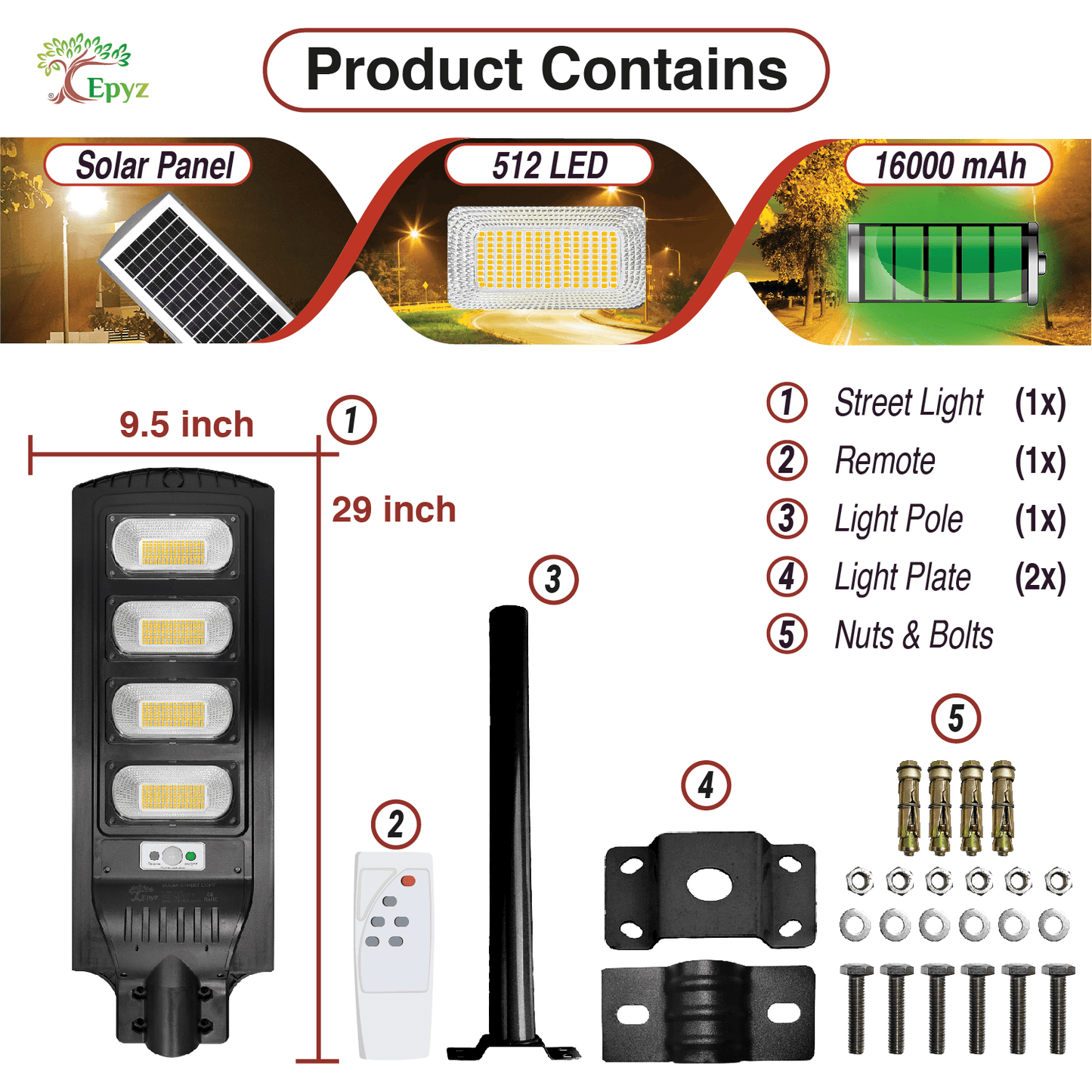 120 Watt Solar Street Lights for Outdoor With Motion Sensor - Epyz