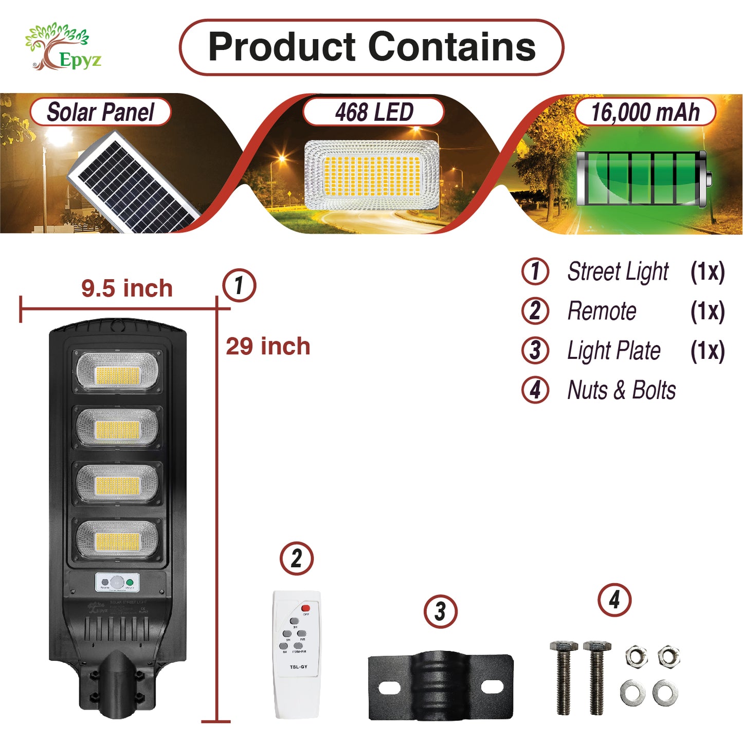 120 Watt Solar Street Warm Lights for Garden (Without Pole)