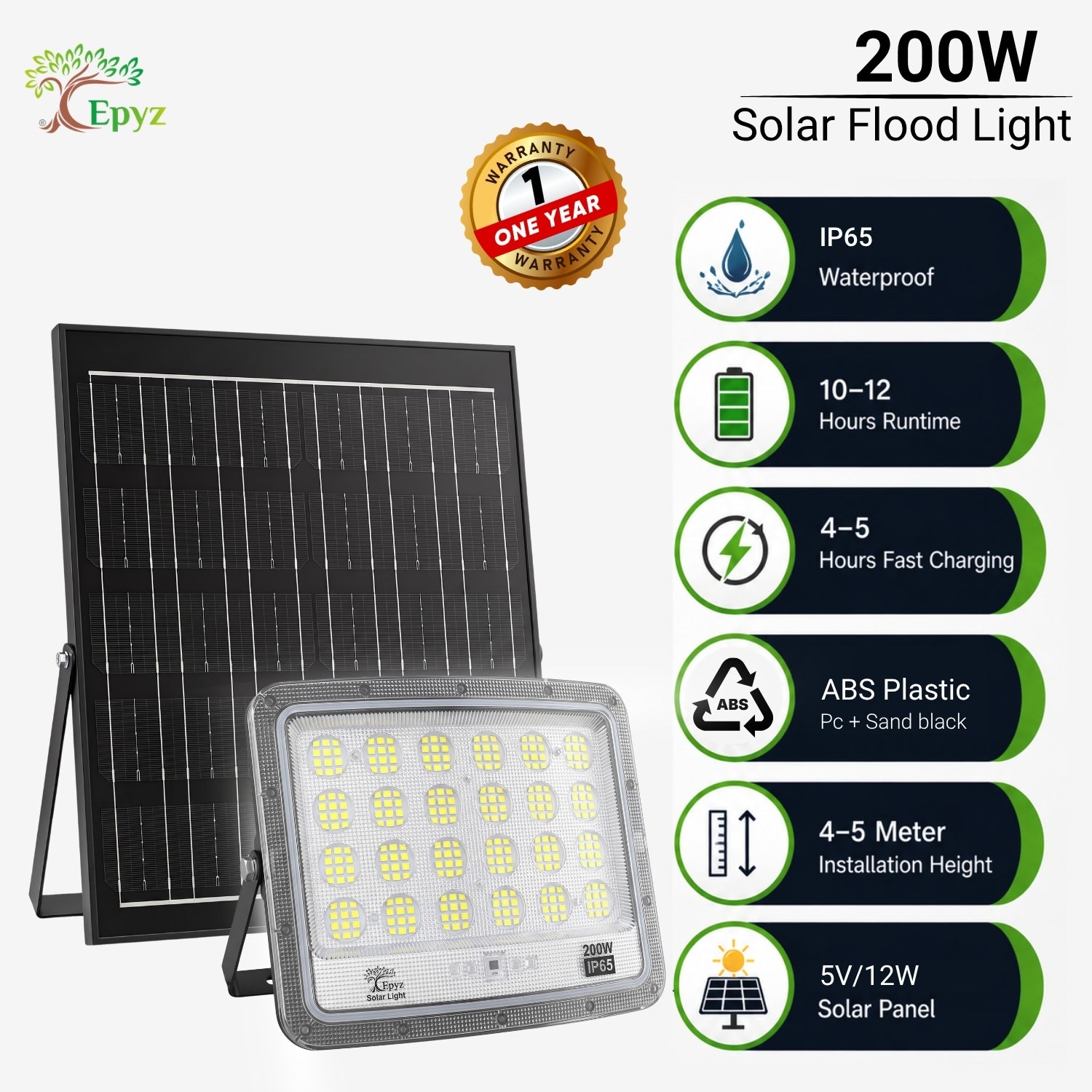 200W SOLAR FLOOD LIGHT WITH OPTICAL LENS LED