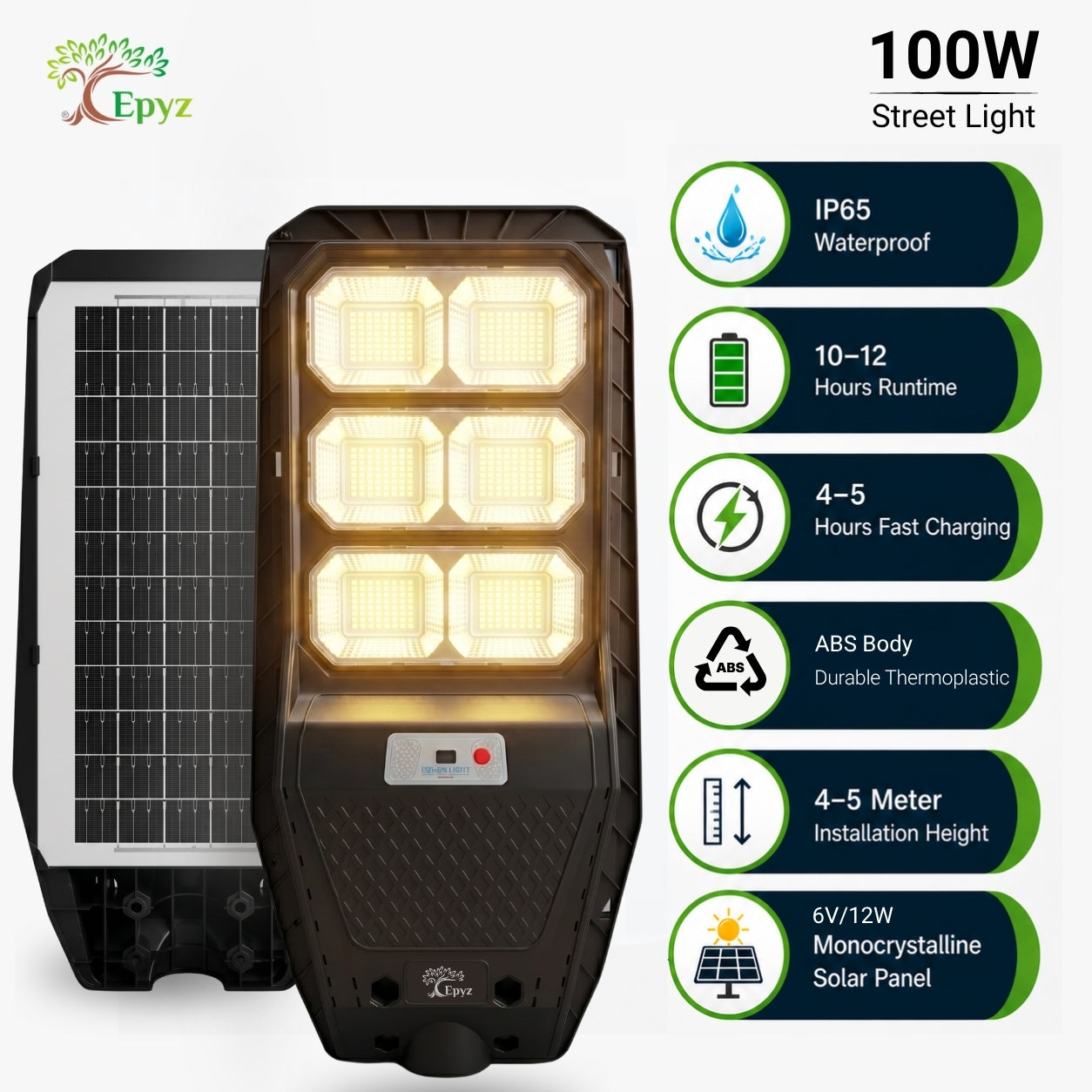 100 Watt Solar Street Warm Light (Without Pole)