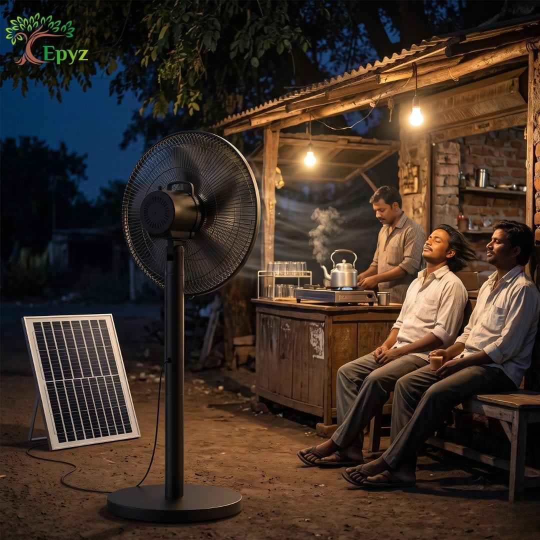 SOLAR BLACK PORTABLE PEDESTAL FAN - FS928