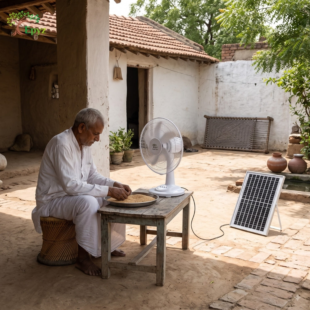 SOLAR PORTABLE ADJUSTABLE TABLE FAN WITH 3 GEAR - FS138
