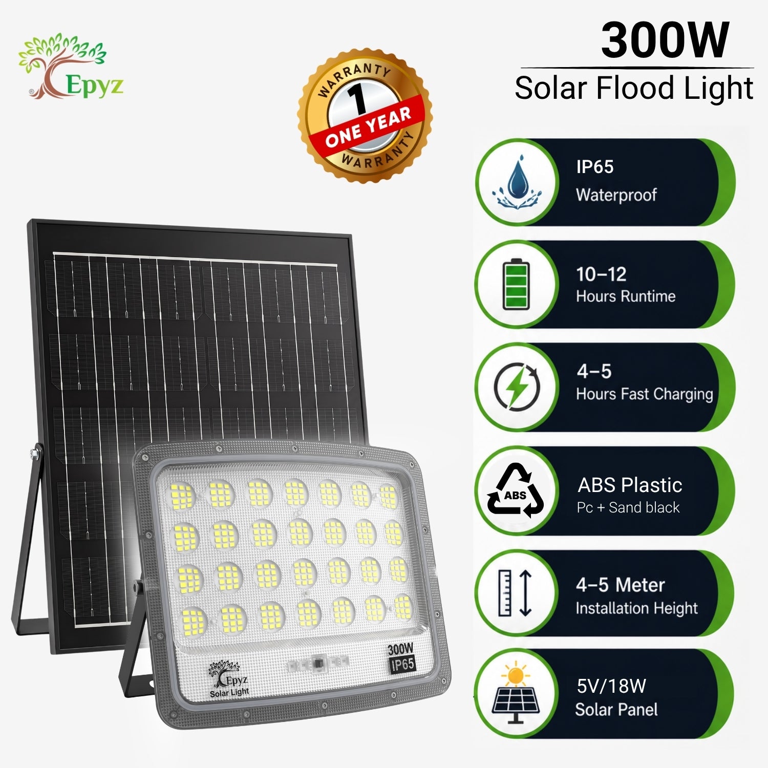 300W SOLAR FLOOD LIGHT WITH OPTICAL LENS LED