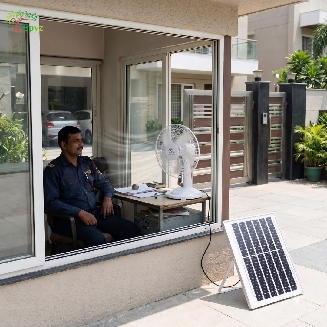 SOLAR PORTABLE ADJUSTABLE TABLE FAN WITH 3 GEAR - FS138