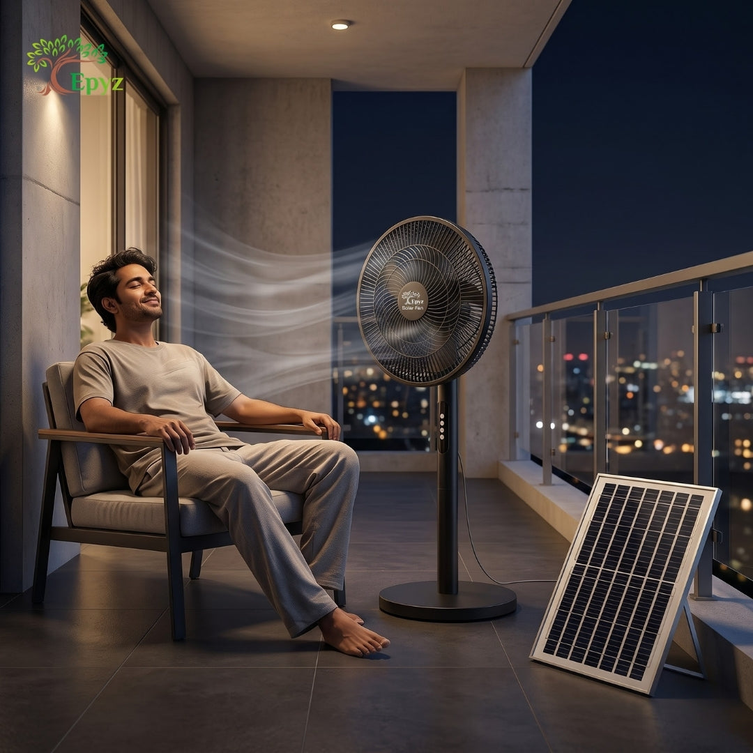 SOLAR BLACK PORTABLE PEDESTAL FAN - FS928