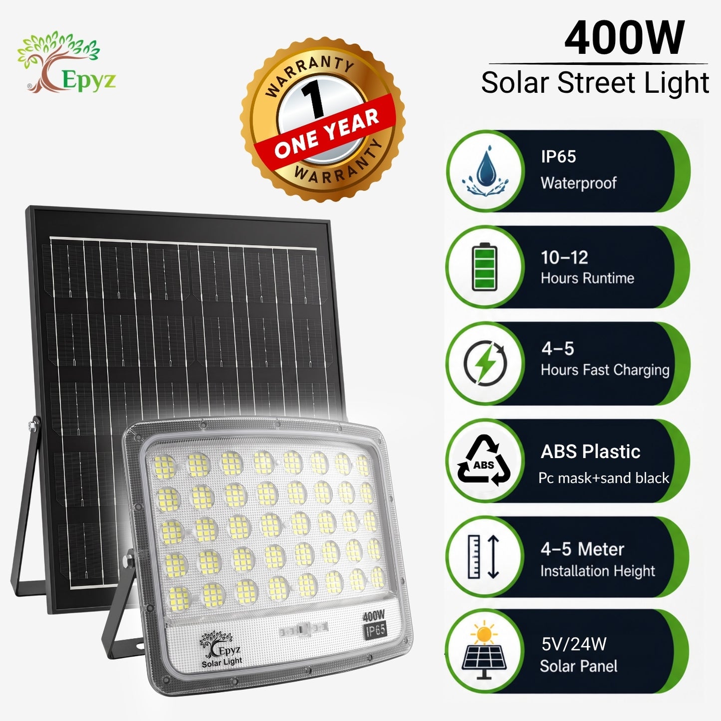 400W SOLAR FLOOD LIGHT WITH OPTICAL LENS LED