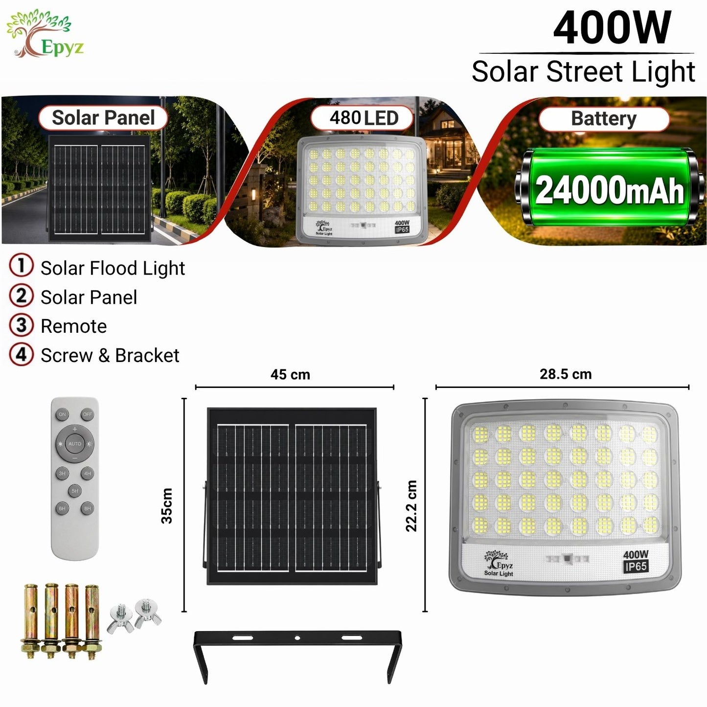 400W SOLAR FLOOD LIGHT WITH OPTICAL LENS LED