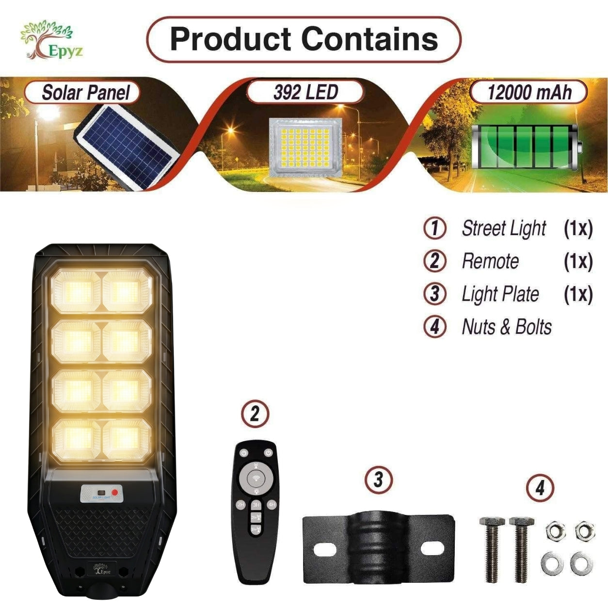 150 Watt Solar Street Light (Warm Light)