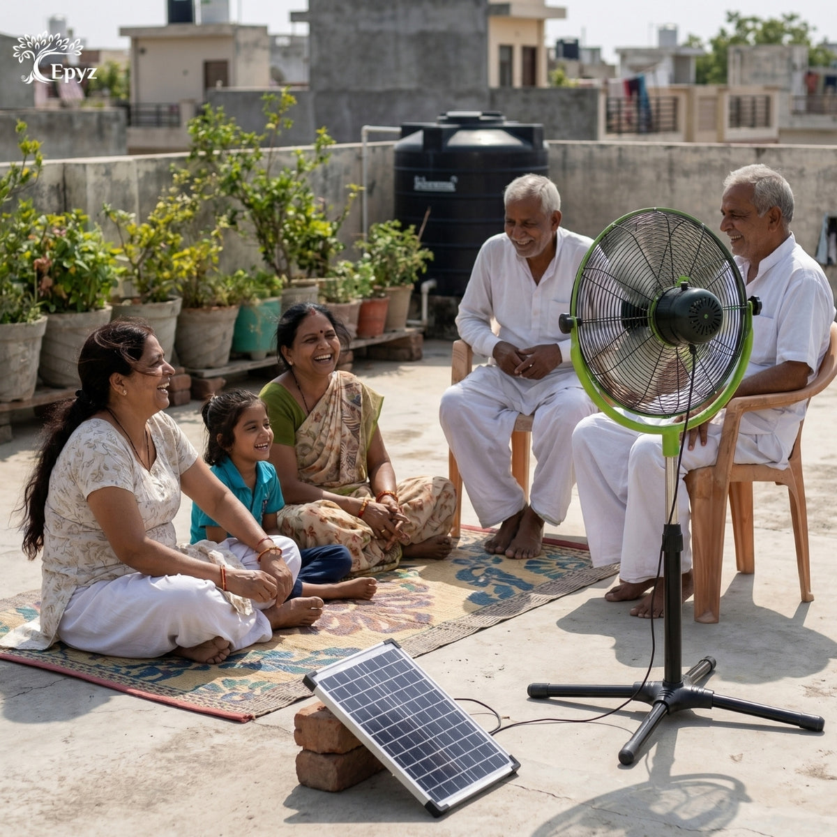 SOLAR POWERED PORTABLE  & RECHARGEABLE FAN - 14 INCH ALUMINIUM BODY (PEDESTAL FAN)