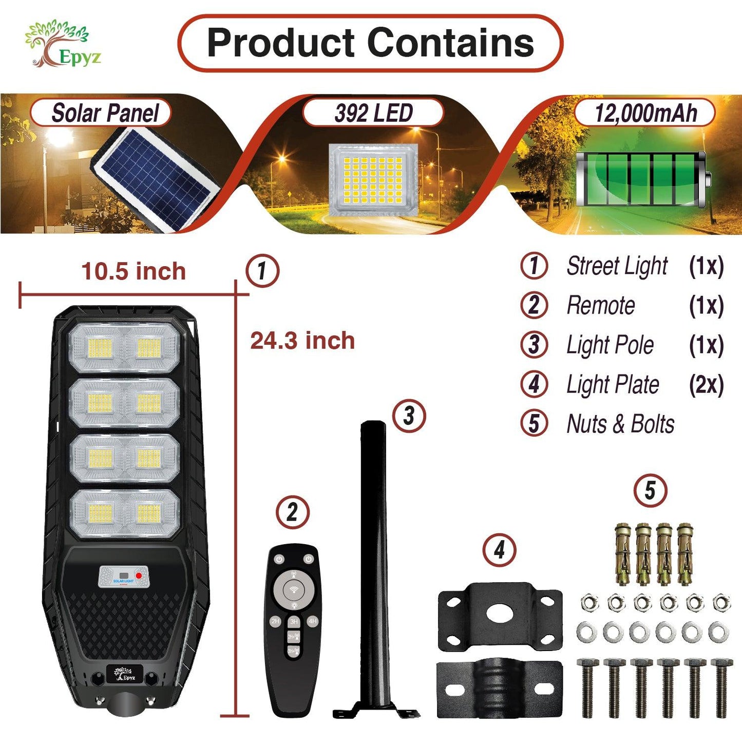 150 Watt Solar Street Light (Warm Light)